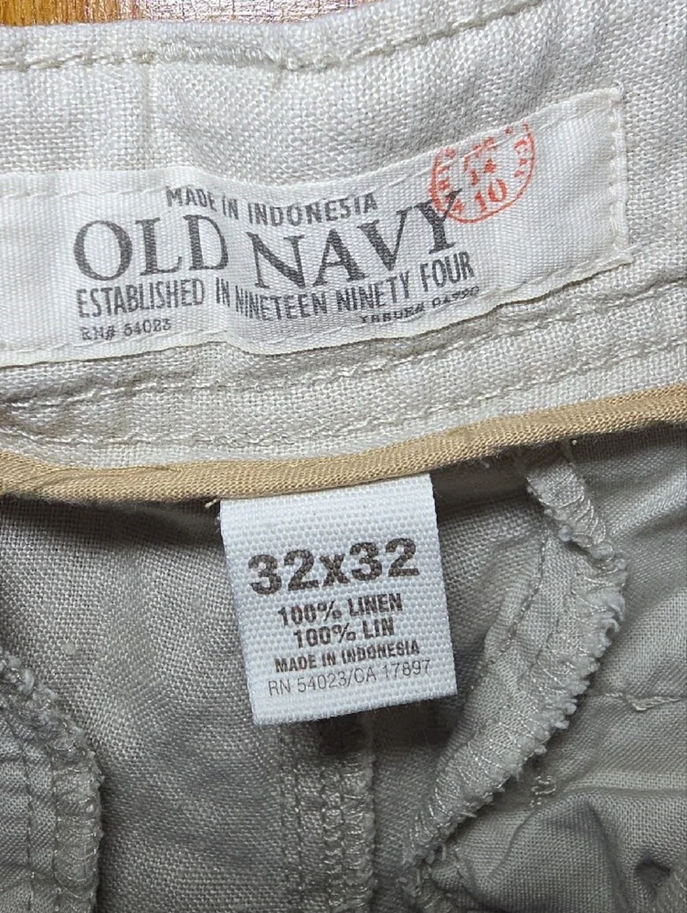 Old Navy Men's Light Beige Drawstring Linen Chinos